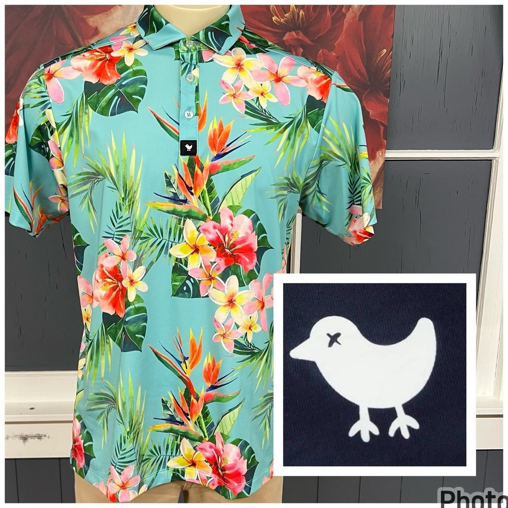 Bad Birdie Polo Golf Shirt Mens Sz Large Athletic Fit Wicking‎ Performance